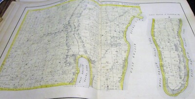 1876 DOUBLE PAGE MAP TOWN OF JERUSALEM  NY RESIDENTS LISTED YATES CO