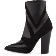 Laurence Dacade $,1050 Isola Geometric Patchwork Black Leather Ankle Boot (37.5)