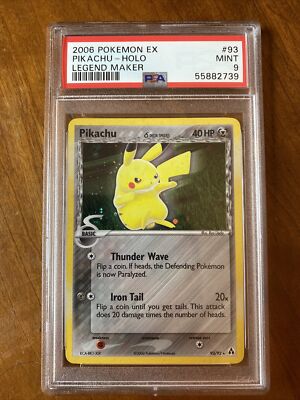 Pokemon PSA 9 MINT Pikachu 93/92 EX Legend Maker Secret Rare