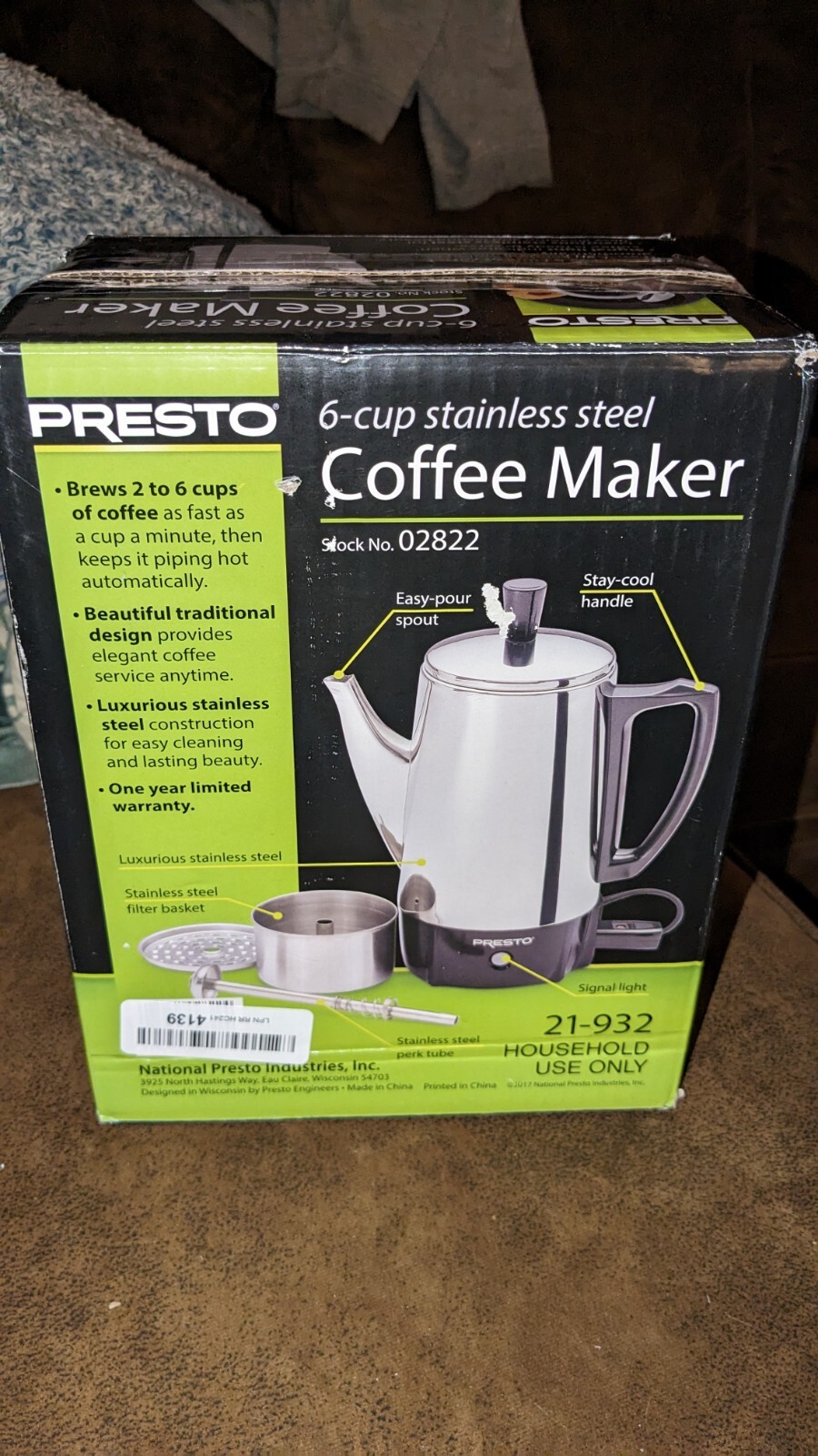 New Presto 02822 6Cup StainlessSteel Coffee Percolator In Open Box eBay