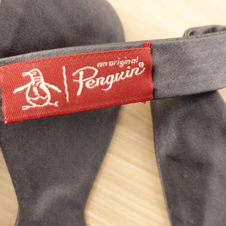 Original Penguin Bow Tie Mens Charcoal Gray Solid Wedding Party Dark Academia - Image 2 of 4