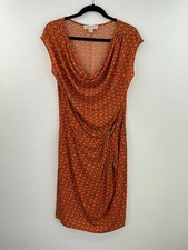 Michael Kors Medium Shift Dress Equestrian Orange Chain Jersey Cowl Ruch B23-12