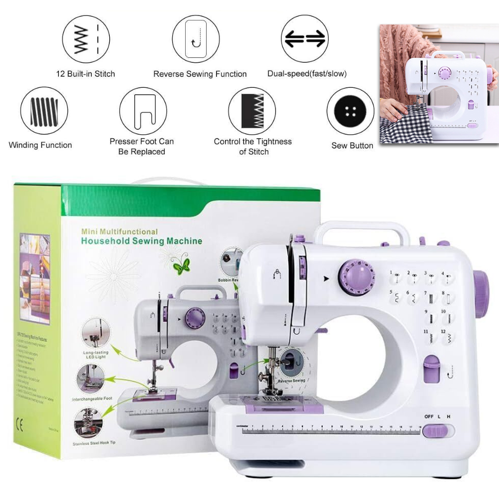Portable Sewing Machine for Beginners with 12 Built-In Stitches for Crafting and Mending-image