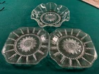 Clear Federal Glass Co Columbia pattern 4, 9" Plates And 1, 10.5" Bowl Ruffled