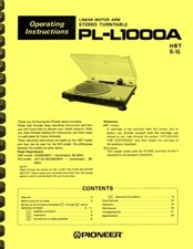Pioneer PL-L1000A Giradischi Stereo 3 in 1 MANUALE DEL PROPRIETARIO e MANUALE DI SERVIZIO