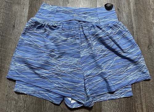 NEW RELEASE Lularoe Rise Unbeatable Workout Shorts Large L Beautiful Blue Print - Picture 4 of 4