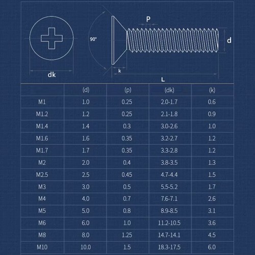 Tornillo de acero inoxidable 304 cabeza avellanada tornillo Phillips tornillo cabeza plana M2 ~ M6 - Imagen 2 de 11