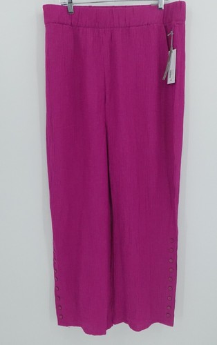 Soft Surroundings Wide Leg Pants Womens XL Fuscia Oceo Gauze Pull On Bold