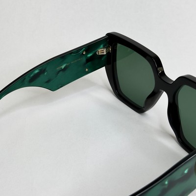 GUCCI 0956 Black Green Marble 001 Logo Chunky Sunglasses  display picture 1
