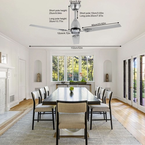 52'' Ceiling Fan with Remote Control 6 Speed Indoor Modern Ceiling Fan No Lights - Picture 6 of 19