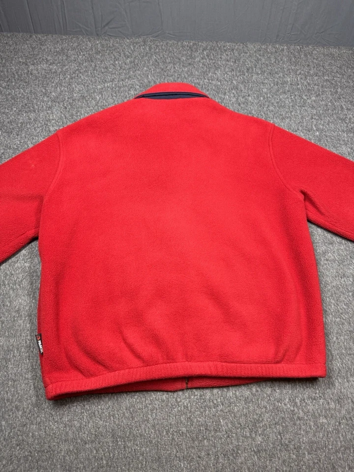 复古 Polo Ralph Lauren 夹克男式大号红羊毛 Polartec 拉链环领 — 第 2/4 张图片