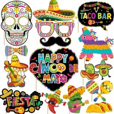 Cinco De Mayo Decorations Photo Booth Props Fiesta Mexican Taco Party Supplies