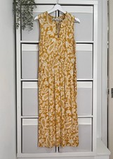 Boden Jersey Maxi Dress Size 10 Gold Floral Pockets Popover Holiday Cruise