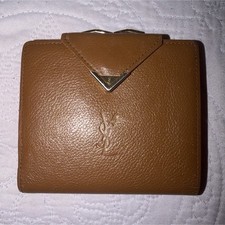 Authentic Pre-Loved Yves Saint Laurent Caramel Leather with Gold Compact Wallet