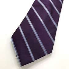Jones New York Purple 100 Silk Neck Tie Men  s Striped 3.5-in/57-in