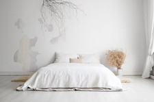 White Linen Duvet Cover Set, Stonewashed Flax Linen Bedding Queen King Comforter