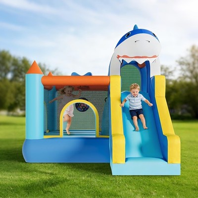  Inflatable Bounce House Bouncy Jumping Castle with Blower Slide for 1-3 Kids