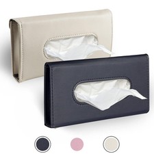 2-Pack Car Tissue Holder for Sun Visor, PU Leather Napkin  Mask Storage