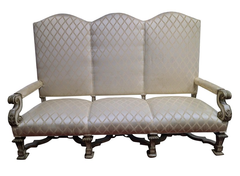 Antique Renaissance Hall Settee, Sofa, ​58″H X 84″W, PA6864