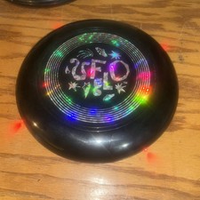 Light Up Frisbee UF GLO black Flying Disc 4Light-Up Works On Off Switch Sturdy  