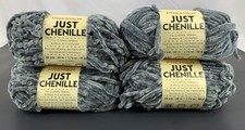 Premier Just Chenille Yarn Lot 4 Skeins Gray  2017-02 Destash Super Soft