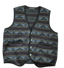 Vintage Henry Grethel Studio Sweater Vest Mens M Blue/Purple Wool Fair Isle 90s