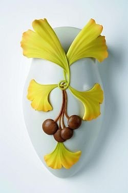 Ibis & Orchid Design Ginkgo Wall Vase, Bonded Marble, 3.5''x7''H