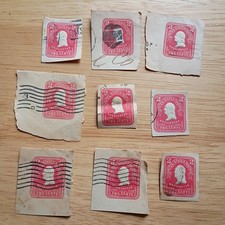 2c Cent Washington Cut Square Lot (9) US Postage 1732-1799 Red Carmine Used 2J