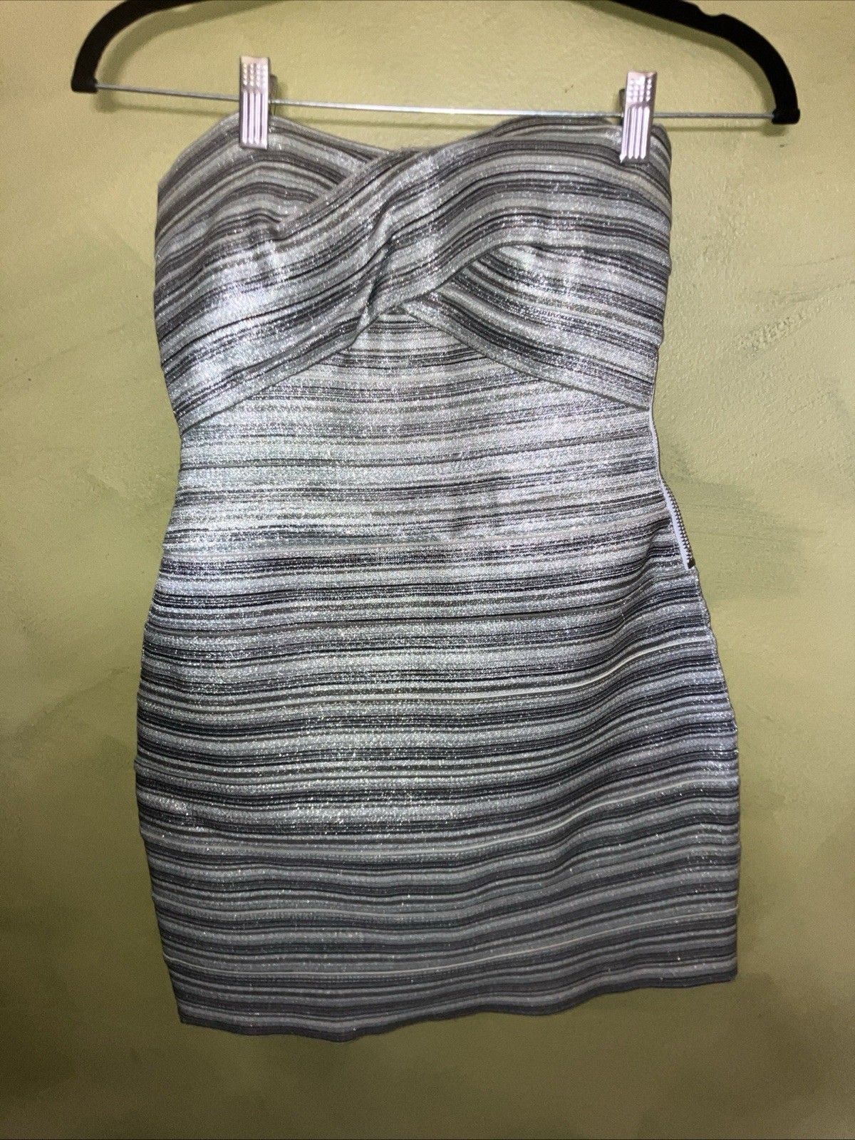 Wow Couture Strapless Metallic Silver Mini Dress Size Small