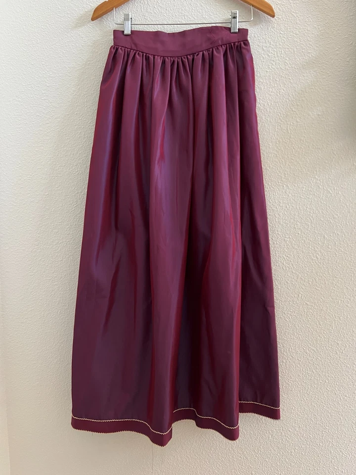 Maxi Falda Victor Costa 8 Magenta Borgoña Tafetán Formal Plisada Fiesta De Colección Foto 2 de 4