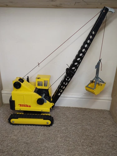 Vintage Mighty Tonka Toys Crawler Tracked Crane Pressed Steel For Restoration