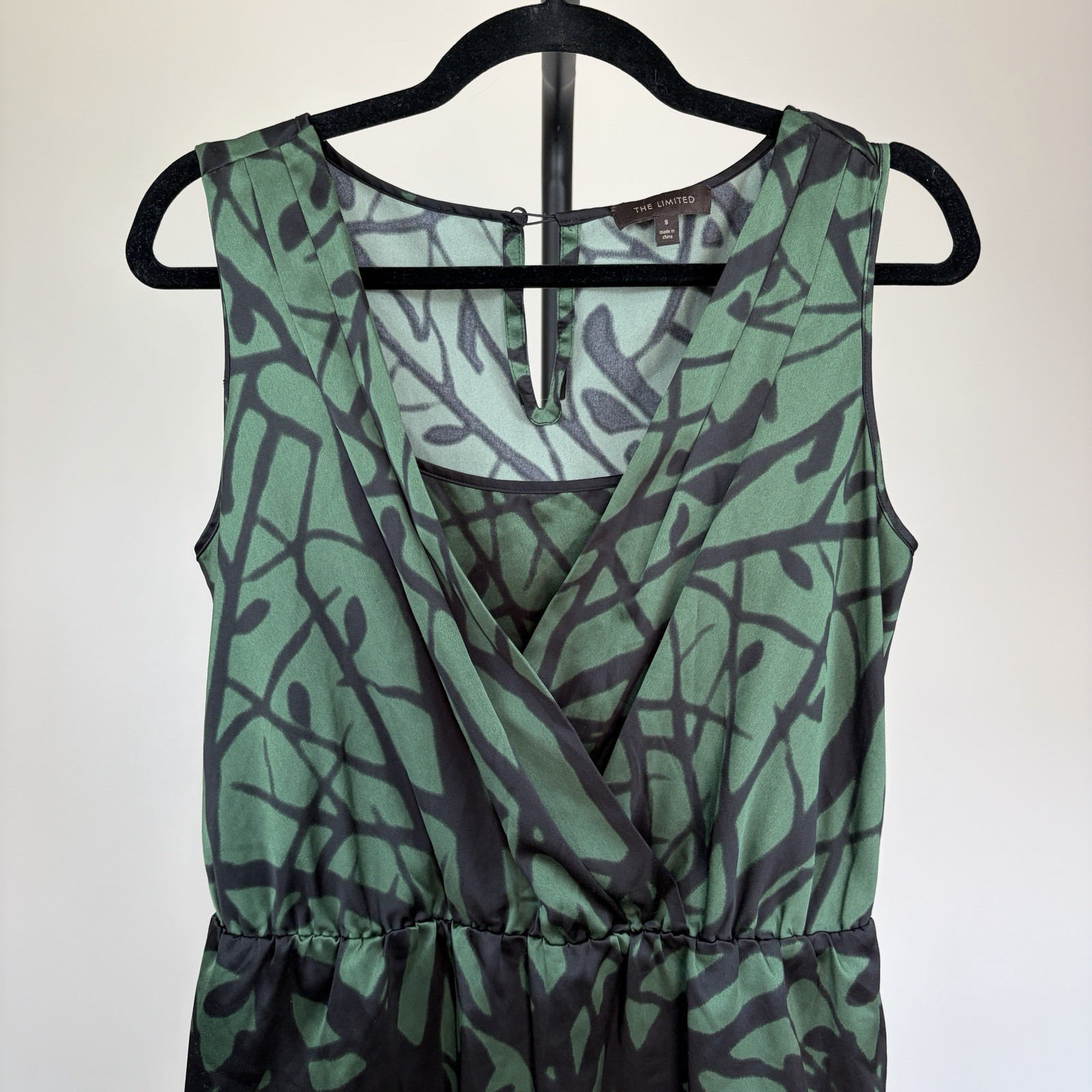 The Limited Green Black Tree Design Sleeveless Cami Occasion Dress Size Small image 3