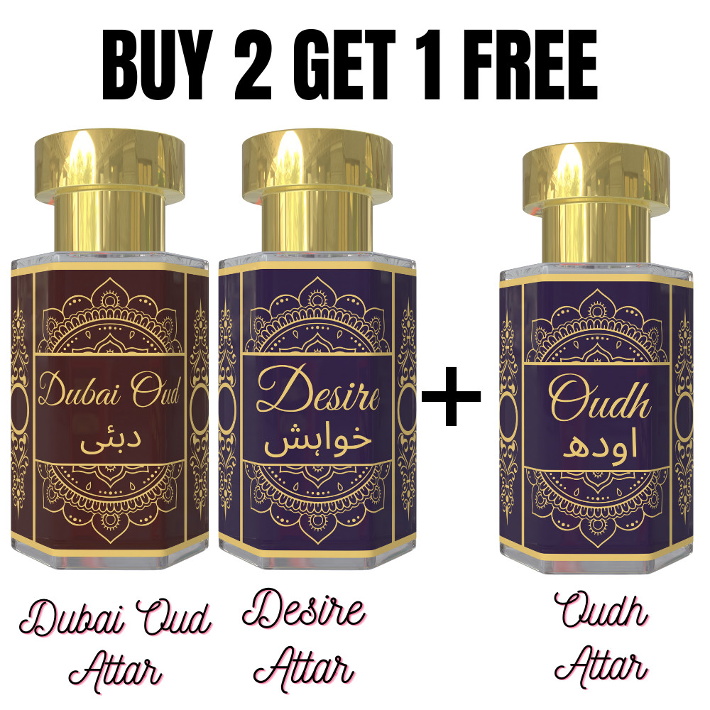 Dubai Oud & Desire Attar Combo with Free Oudh Attar | Alcohol-Free Perfume 6 ml
