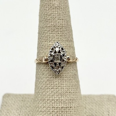 14k Gold Vintage ANCORP Diamond Filigree Dinner Ring Size 6.25 (LO1005141)