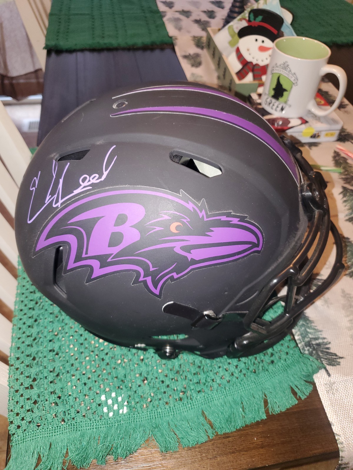 Ed Reed Autographed Signed Baltimore Ravens Ravens Eclipse Full-Size Helmet - BAS (Purple Ink) 