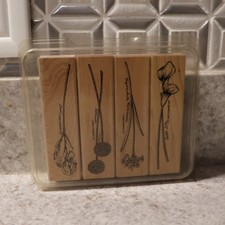 Stampin Up Long-Stemmed Set of 4 Rubber Stamp Set Allium Iris Calla Lilly