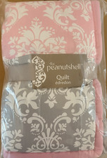 The Peanutshell Crib Quilt Pink Gray White Cotton Polyester Easy Care