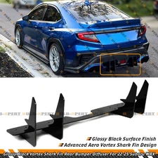 For 2022-25 Subaru WRX VB JDM Gloss Black Vortex Shark Fin Rear Bumper Diffuser