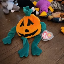 1998 Ty Beanie Baby  Pumpkin' the Halloween Pumpkin Retired NEW with Tag Errors