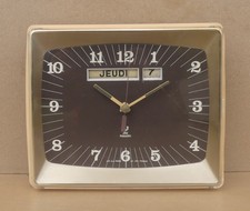 Pendule JAZ ORTIC vintage dateur ancienne pendulette de cuisine horloge MARCHE