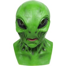 Green Alien Full Head Latex Mask Halloween Costume Cosplay Adult Props