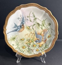 Antique Royal Austria OEG Hand Painted Bird Plate Gold Gilt c1890-1918