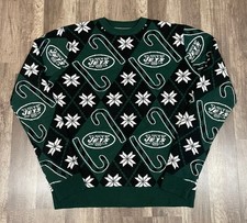 New York Jets Candy Cane Repeat Sweater - Green Size Large