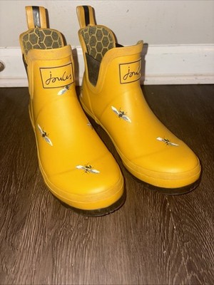 Joules Women Wellibob Boots Wellies- yellow bees -   Size 8 Ankle