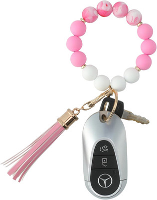 Keychain Wristlet for Women, Silicone Bead Bracelet Key Ring Girl, Key Chain Hol