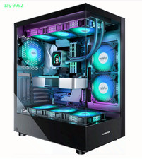 ATX PC Case w/ 6 ARGB Fans, Type-C Mid Tower, Dual Tempered Glass Black