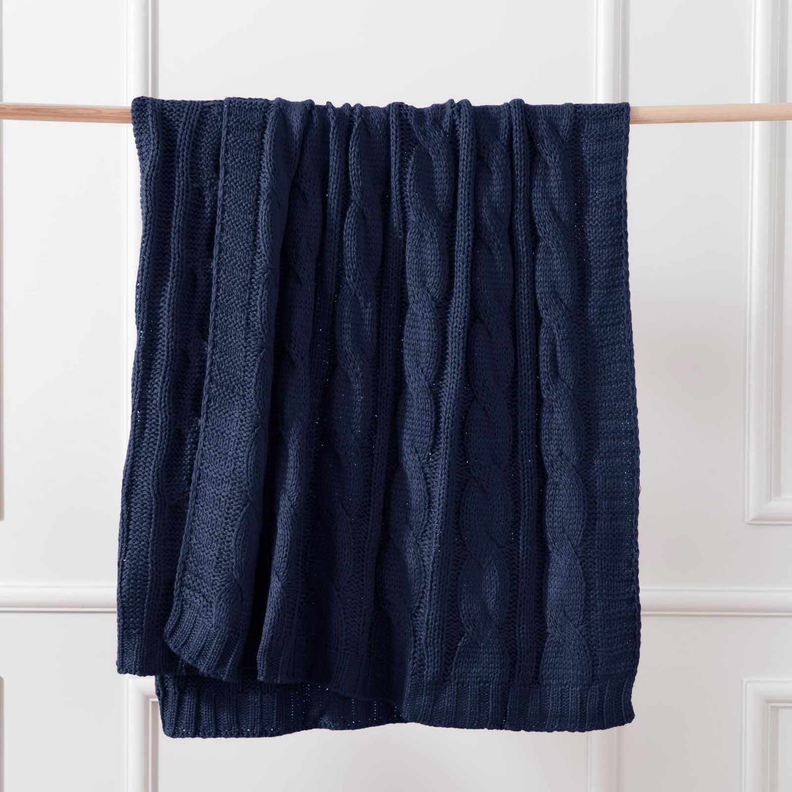 Battilo Navy Cable Knit Throw Blankets for Couch, Super Soft Warm Cozy Decora...