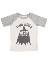 Batman Boys 2 Tone Gray Short Sleeve I Love Being A Hero T-Shirt Tee Shirt 4