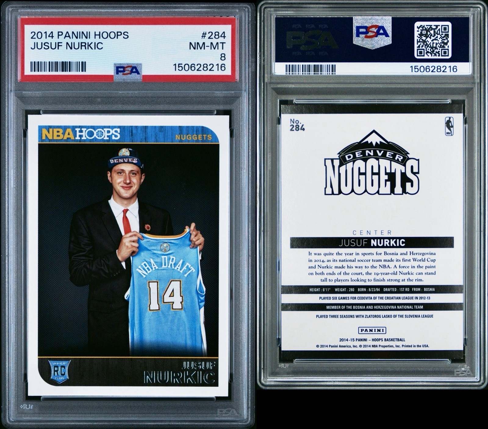 2014-15 NBA Hoops Jusuf Nurkic RC #284 PSA 8 Nuggets / Blazers / Suns view 4