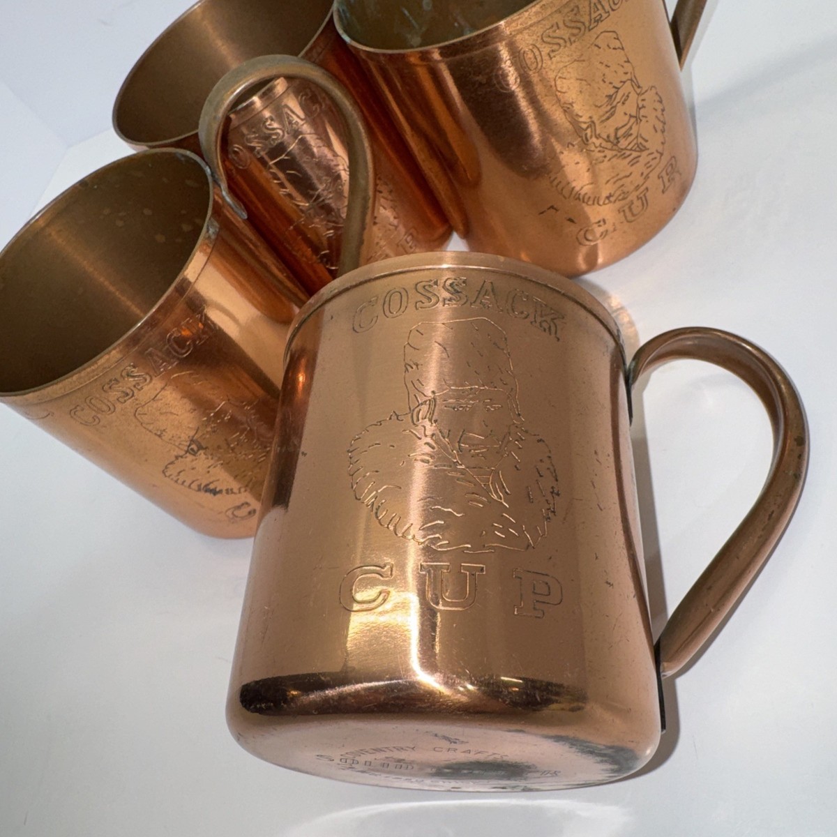 RARE VTG SET OF 4 - 1950 COSSACK CUP, SOLID COPPER, MOSCOW MULE